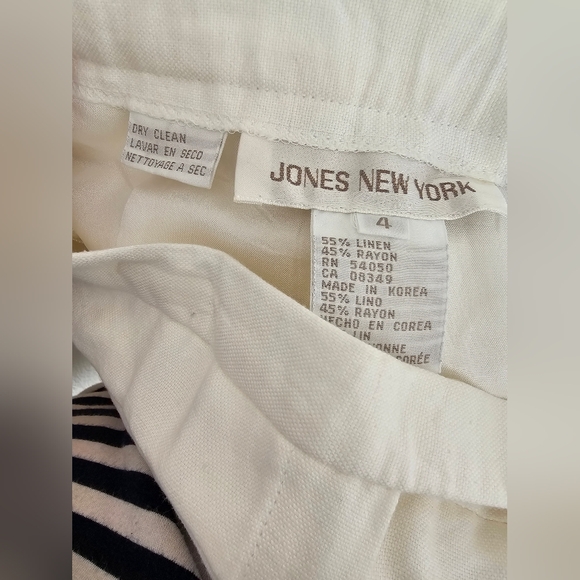 Jones New York White Linen Pants White Pleated Linen Trousers sz 4 New With Tags - Picture 6 of 6